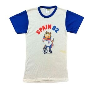 Vtg 80s Admiral Spain 1982 World Cup T Shirt Size (13x21.5) Single Stitch Soccer